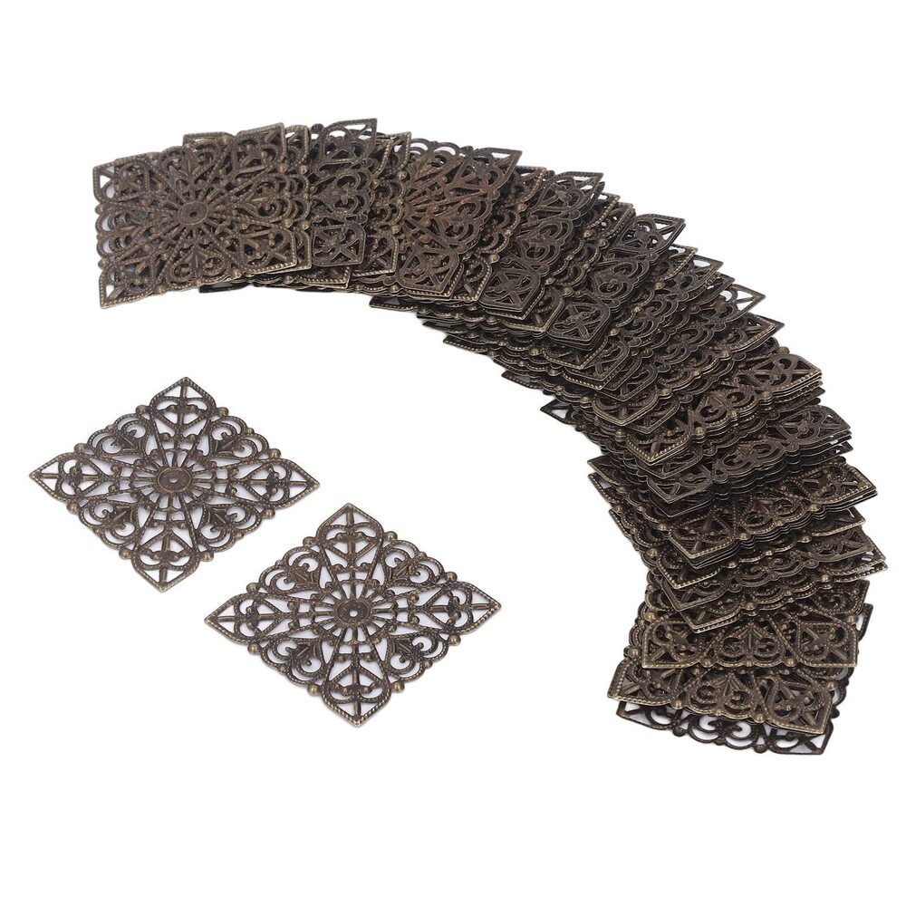 5114 Metal Embellishments, Filigree Connectors Charm Pend Iron Hollow 50pcs